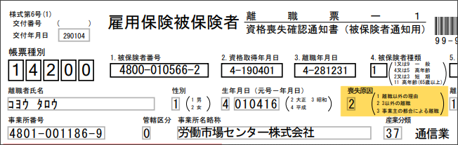 離職票喪失区分