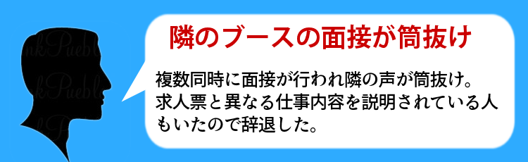隣のブースの面接が筒抜け