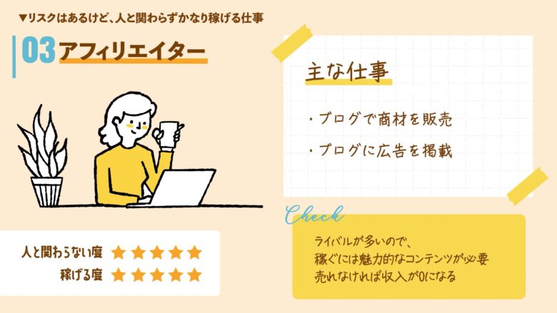 人と関わらない仕事_アフィリエイター